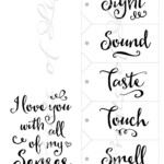 Five Senses Gift Tags Card Date Night Idea 5 Senses Instant Download