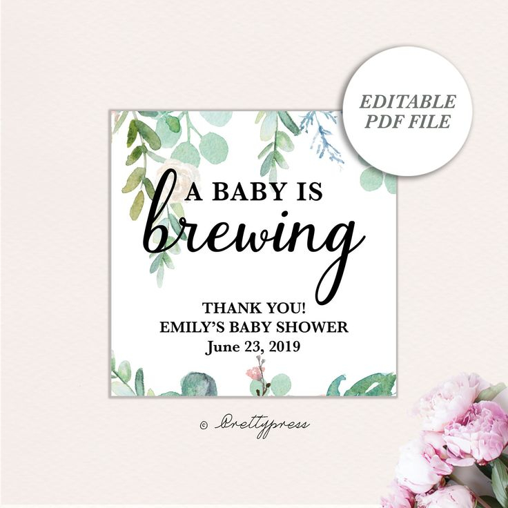 Baby Is Brewing Baby Is Brewing Tea Tag Template EDITABLE Favor Tags 