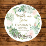 Personalized Greenery Baptism Favor Tags Succulent Printable Favor