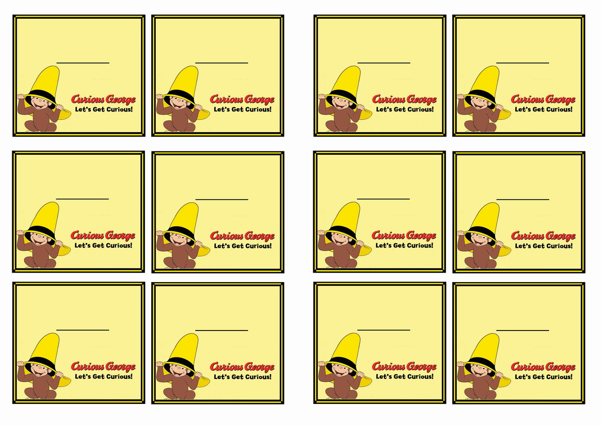 Curious George Name Tags Birthday Printable