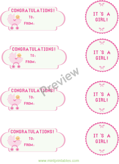 Printable Gift Tags For A Baby Girl Baby Shower Or Birthday