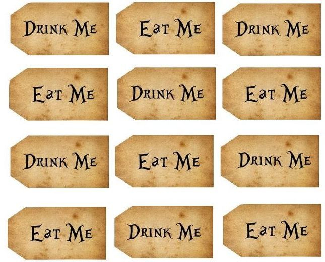 Alice In Wonderland Eat Me drink Me Labels For Sweet Jars And