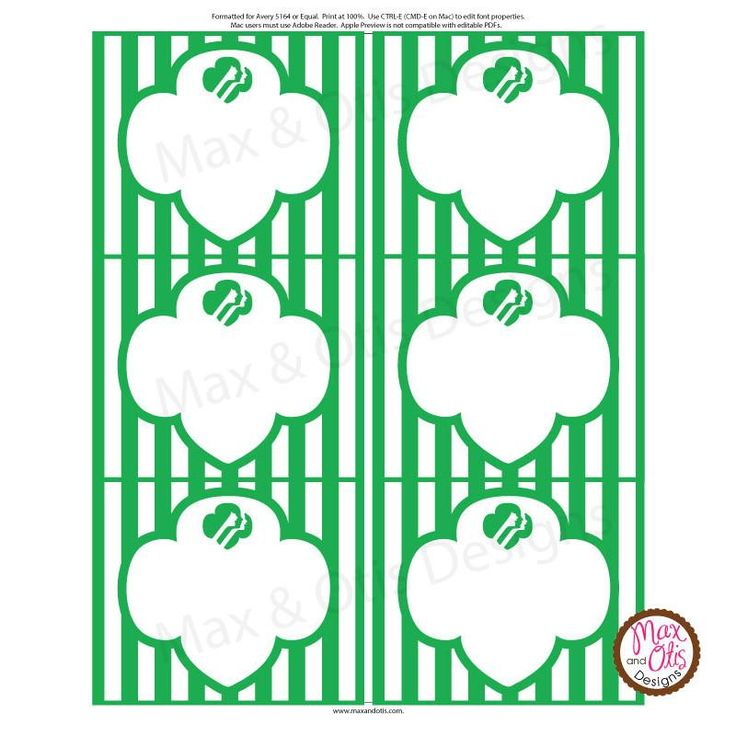 Girl Scout Printable Rectangle Tags Green editable PDF In 2021