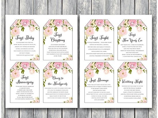 Pink Wedding Milestone Wine Tag Firsts Printabell Wedding Wine 