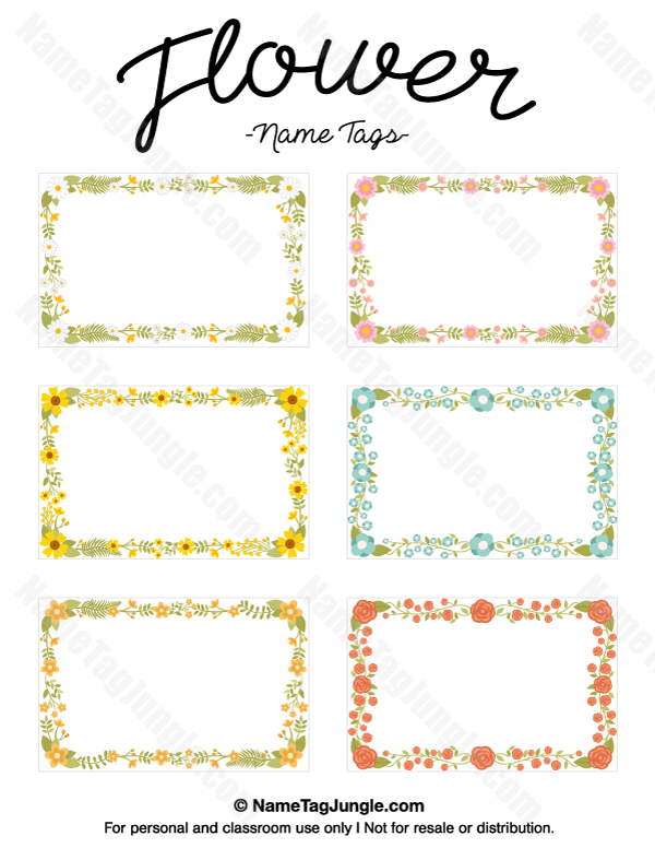 Free Printable Flower Name Tags The Flowers Include Roses And Daisies
