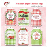 Christian Printable Christmas Tags Red Green Gingham Jesus Is The