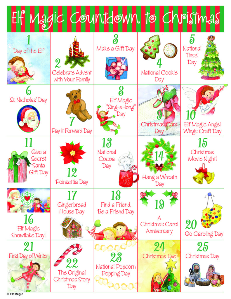 Free Printable Christmas Countdown Calendar Elf Magic Elf Magic 