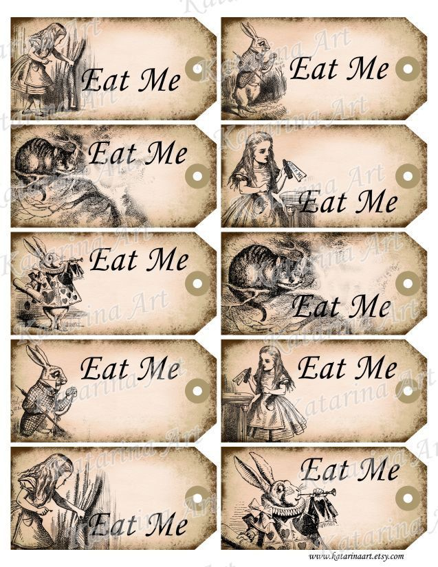 Alice In Wonderland Eat Me Tags Printable Alice In Wonderland Tea