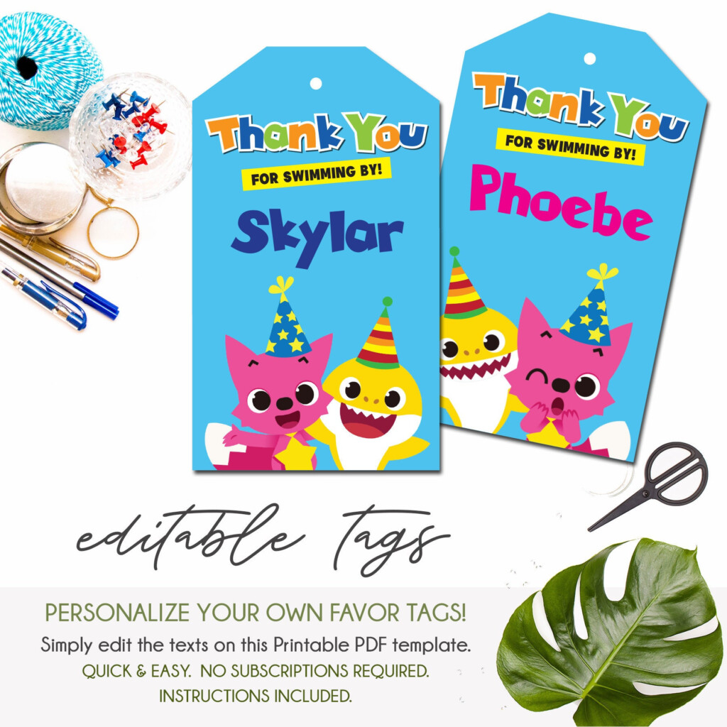 Baby Shark Favor Tags Thank You Tag Baby Shark Party Shark
