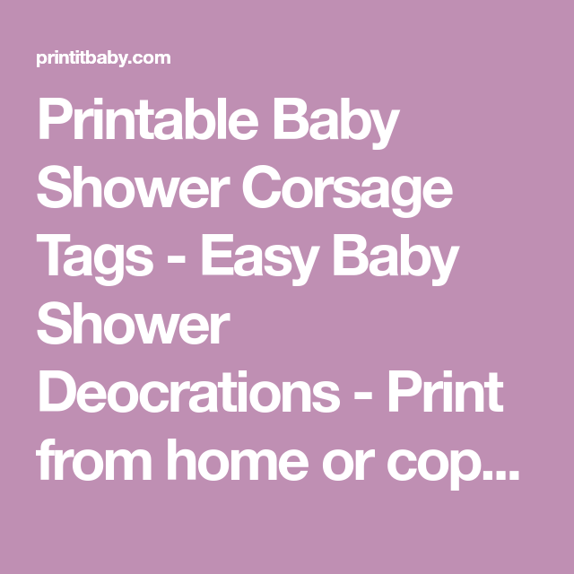 Printable Baby Shower Corsage Tags Baby Shower Printables Baby 