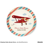 Airplane Baby Shower Favor Tag Sticker Adventure Zazzle In 2021