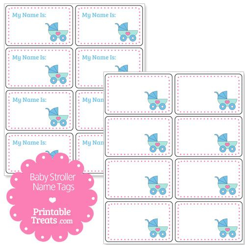 Printable Blue Baby Stroller Name Tags Baby Strollers Baby Shower 