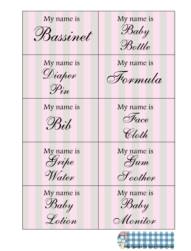 Free Printable Baby Shower Name Tags Game