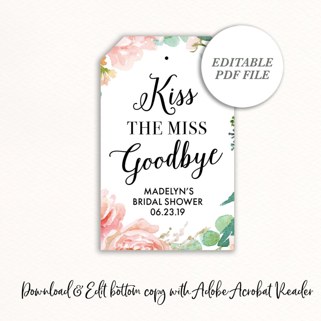 KISS The MISS GOODBYE Tags Shower Favor Tags Bridal Shower Favor Tag 