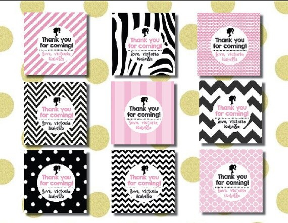 Barbie In Paris Favor Tags Barbie Thank You Tags Barbie