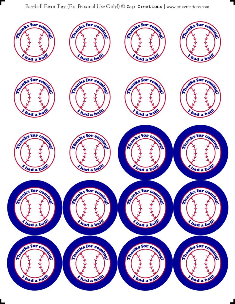 Cap Creations Printable Baseball Party Favor Thank You Tags