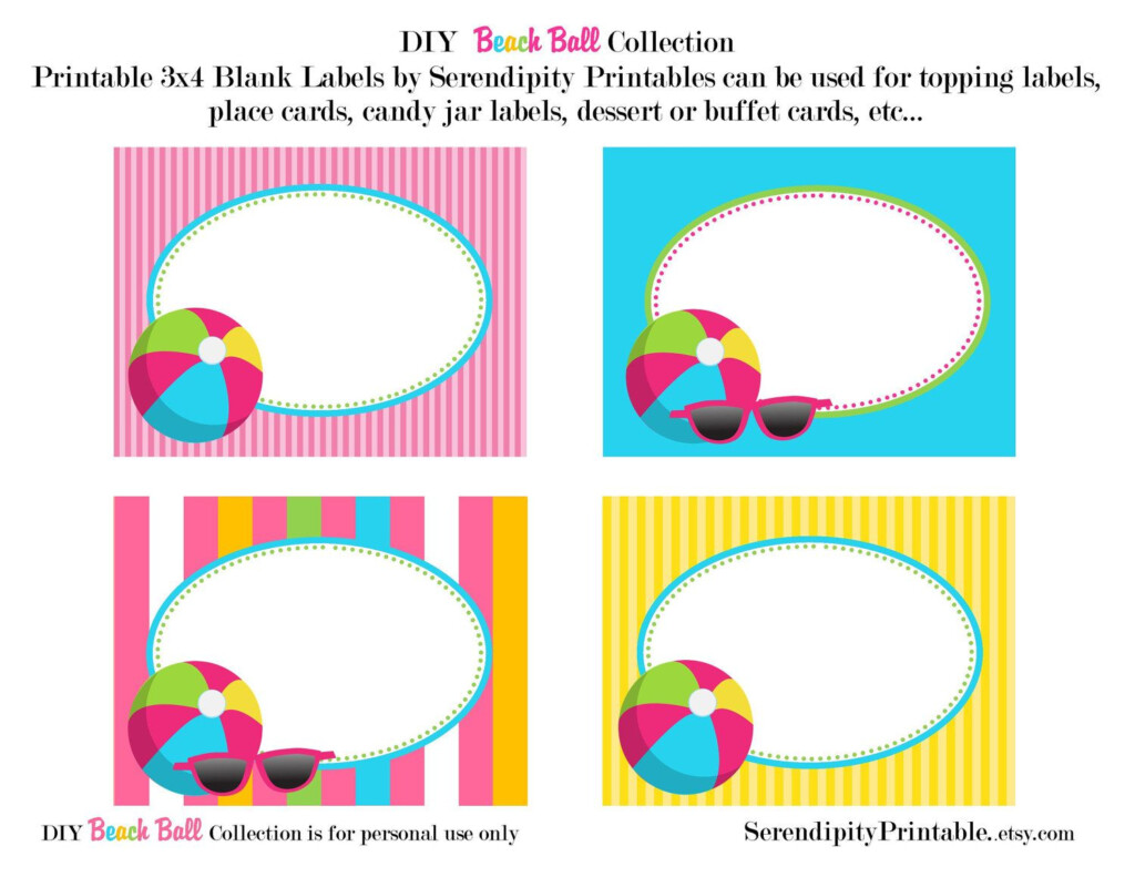 Beach Ball Pool Printable Food Labels Digital File 5 00 Via Etsy 