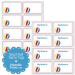 Beach Ball Name Tags Printable Treats