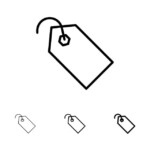 Price Tag Label Ticket Bold And Thin Black Line Icon Set Background