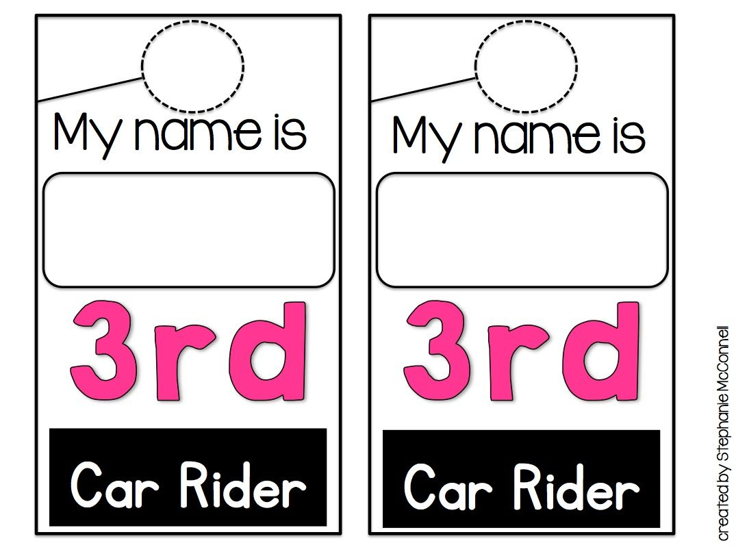 Free Printable Car Rider Tags