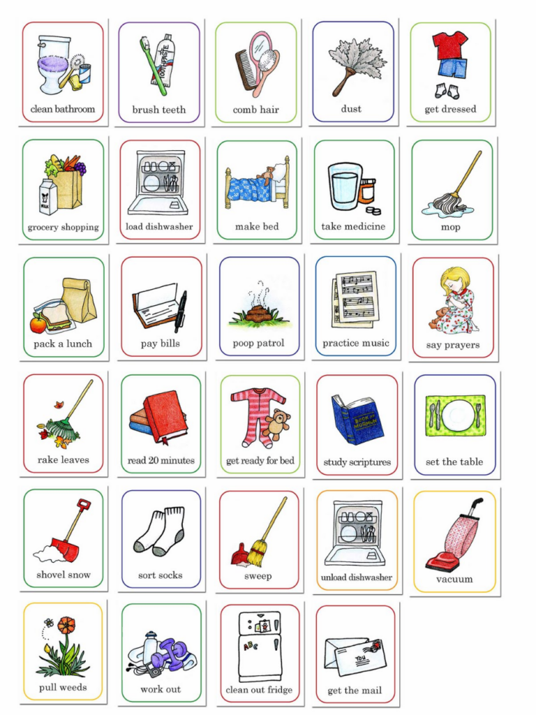 Free Printable Chore Chart Clip Art Chore Chart Kids Job Chart 