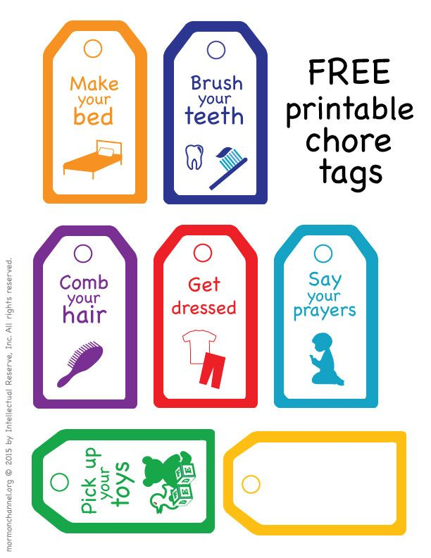 Free Printable Chore Tags Happy Families Tips For Motivating Your