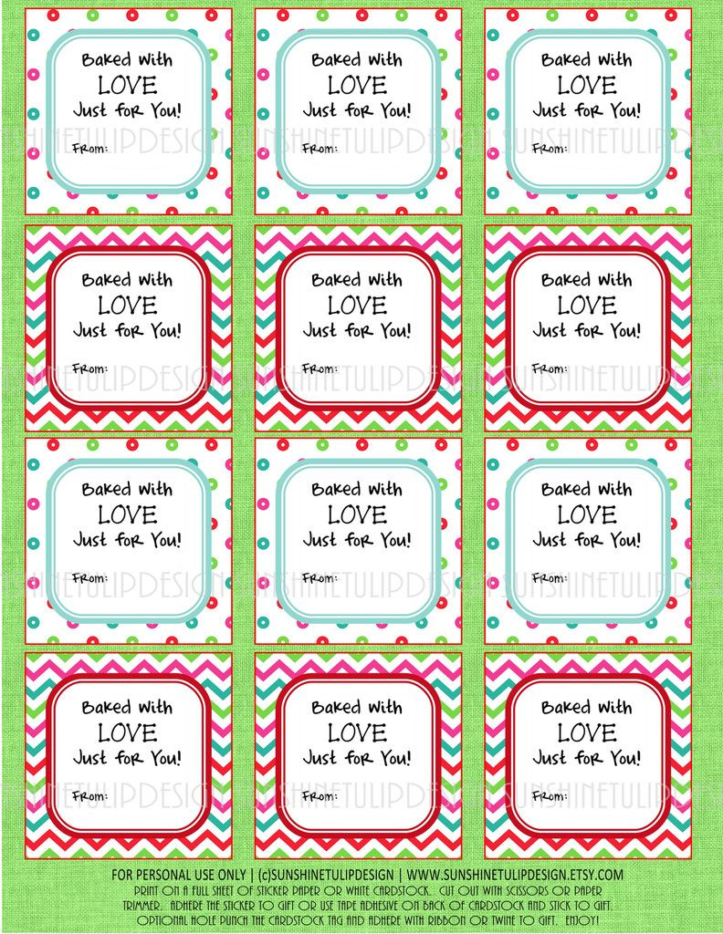 Printable Christmas Food Labels Baked With Love Christmas Gift Tags 