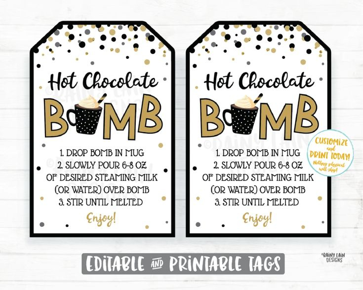New Year s Eve Hot Cocoa Bomb Tag New Years Hot Chocolate Bomb Tags 
