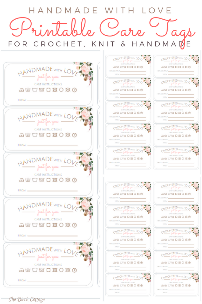 Printable Care Tags For Crochet Knit And Handmade Gifts In 2021 Free 