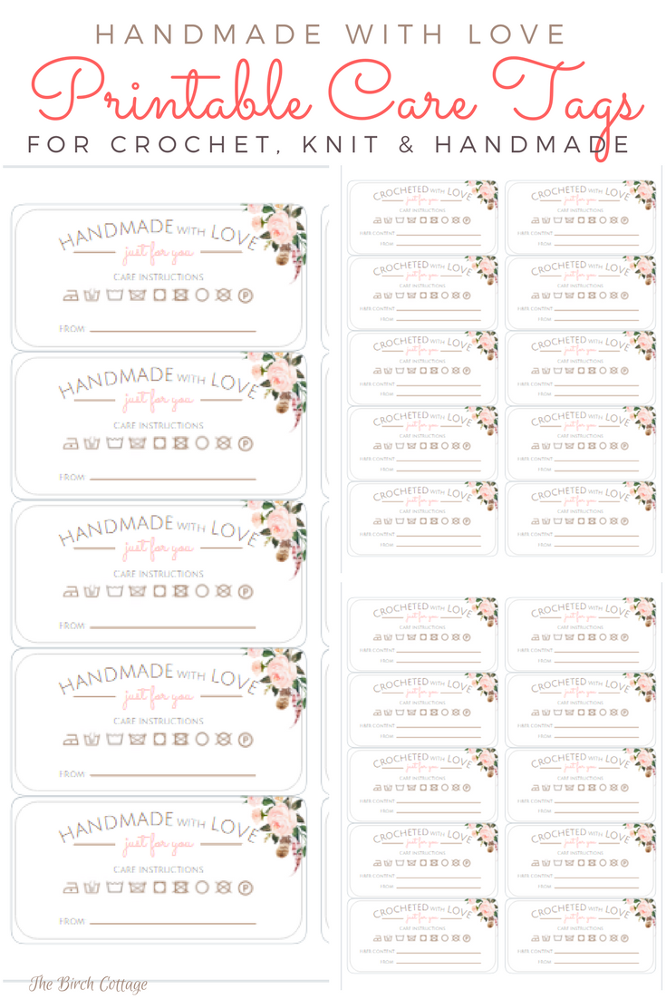 Printable Care Tags For Crochet Knit And Handmade Gifts In 2021 Free