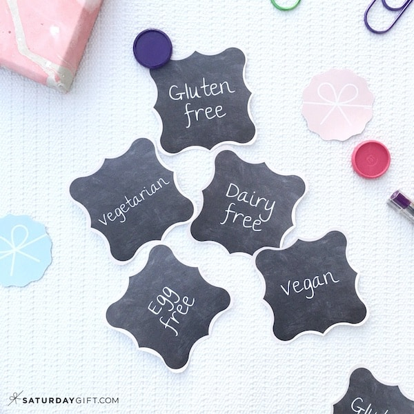 Chalkboard Buffet Food Labels Printable Dairy Free Vegan Gluten 