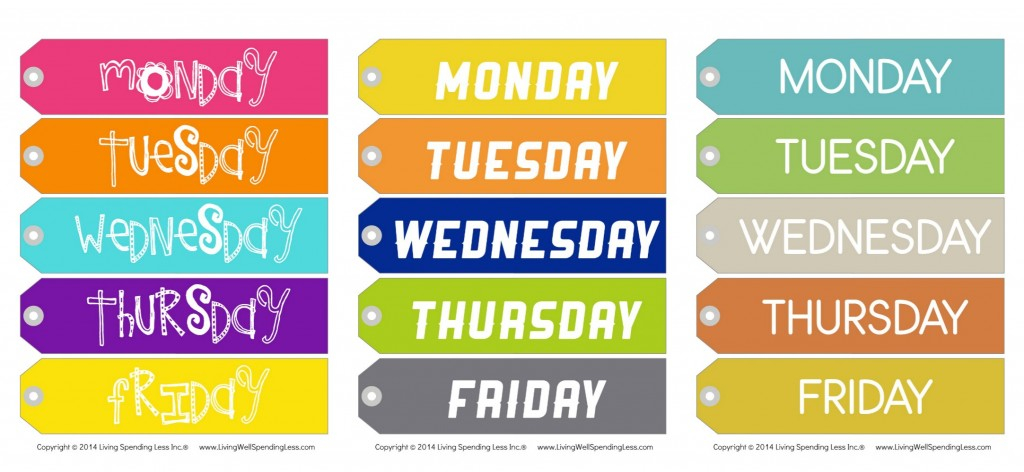 Printable Weekday Hanger Tags Living Well Spending Less 