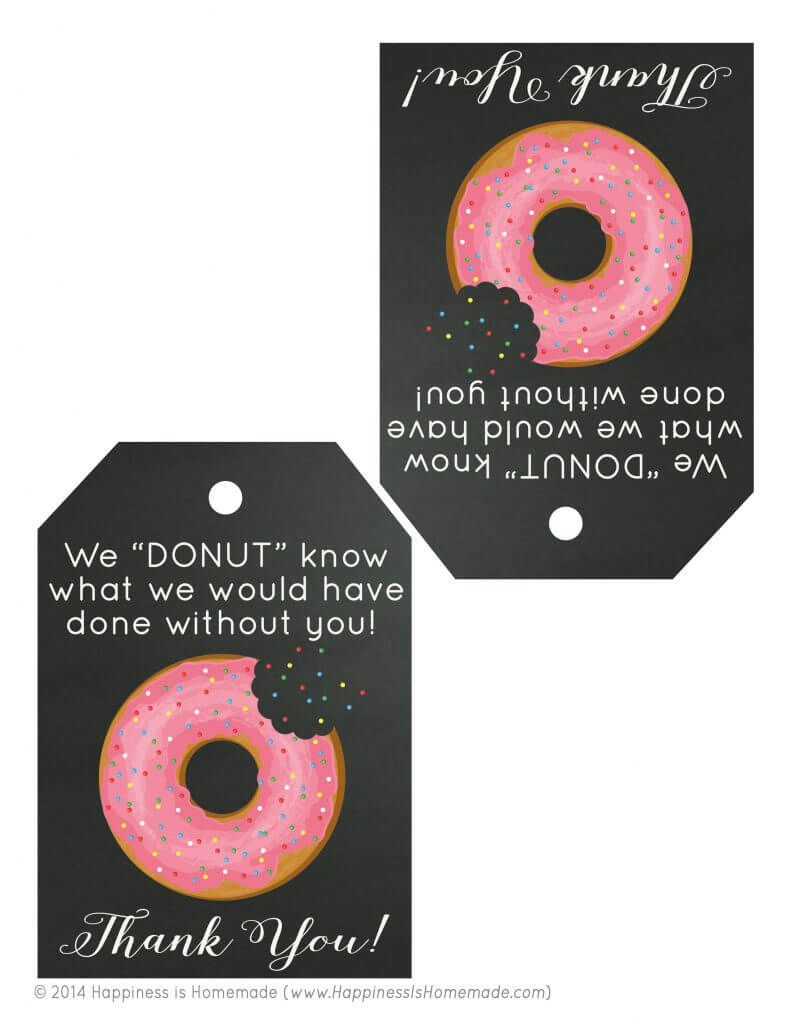 Free Printable Donut Thank You Gift Tags Appreciation Printable 