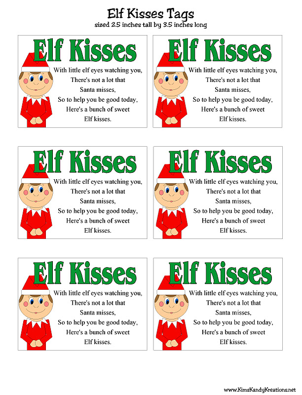 Kisses Free Printable Elf Kisses Free Printable