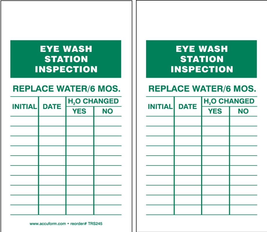 Eyewash Inspection Tags And Status Record Tags Eye Wash TRS245