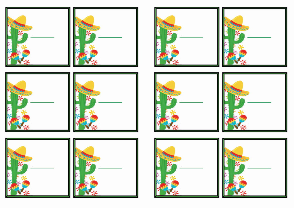 Fiesta Mexican Name Tags Birthday Printable