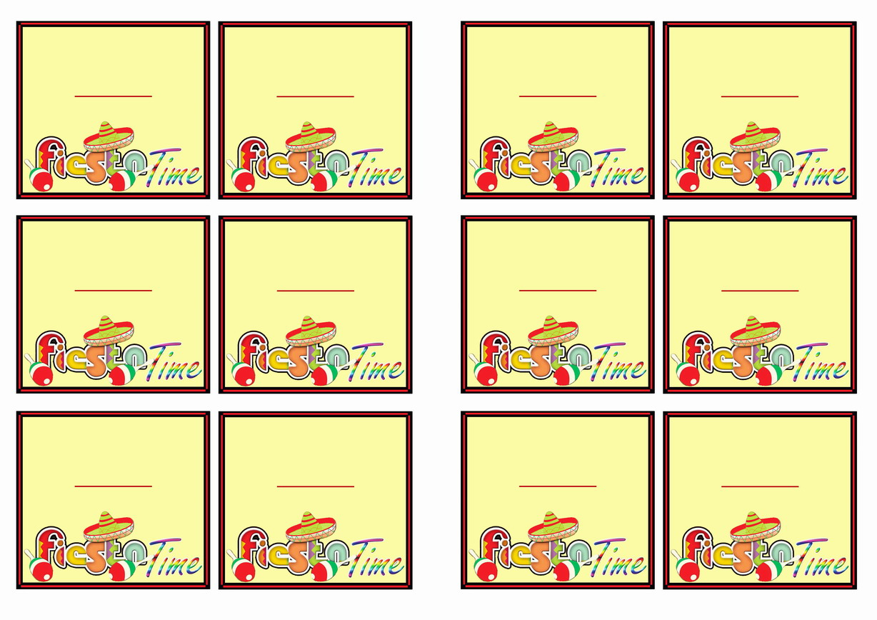 Fiesta Mexican Name Tags Birthday Printable