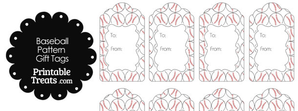 Baseball Pattern Gift Tags Printable Treats