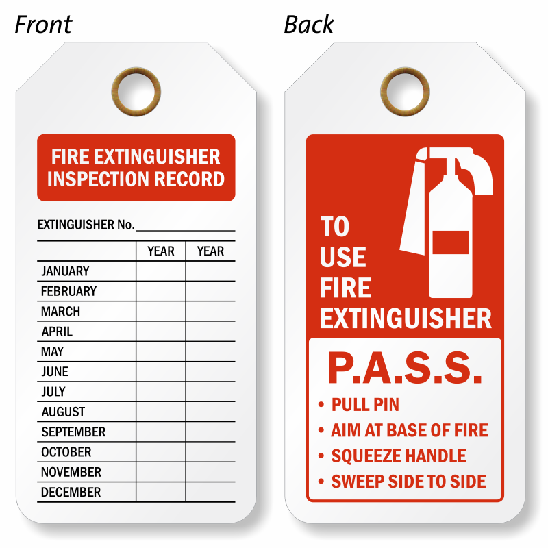 Monthly Fire Extinguisher Inspection Tags