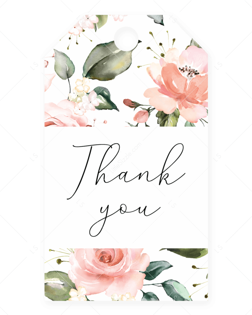 Blush Flowers Thank You Favor Tag Printable Printable Favor Tags 