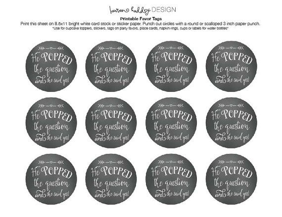 DIY He POPPED The Question Gift Tag Instant By LaurenHaddoxDesign 