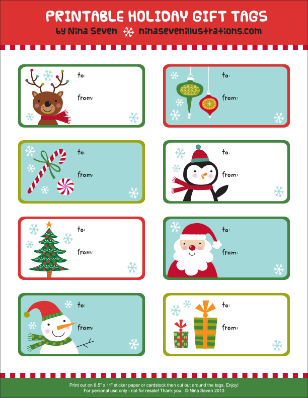 Nina Seven FREE Printable Holiday Gift Tags