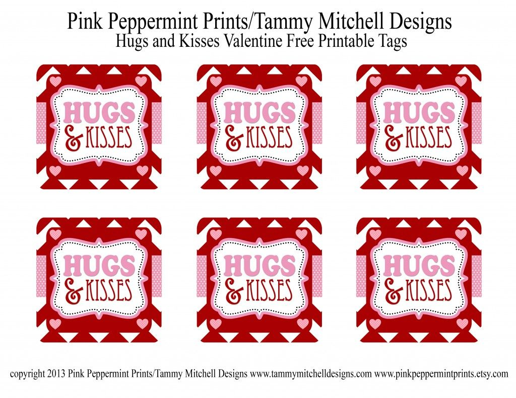 FREEBIE Hugs And Kisses Valentine Free Printable Tag Card Entertain