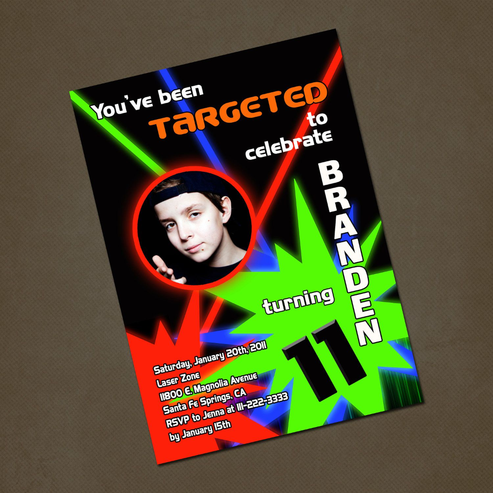 Bowling And Laser Tag Birthday Invitations Laser Tag Birthday 
