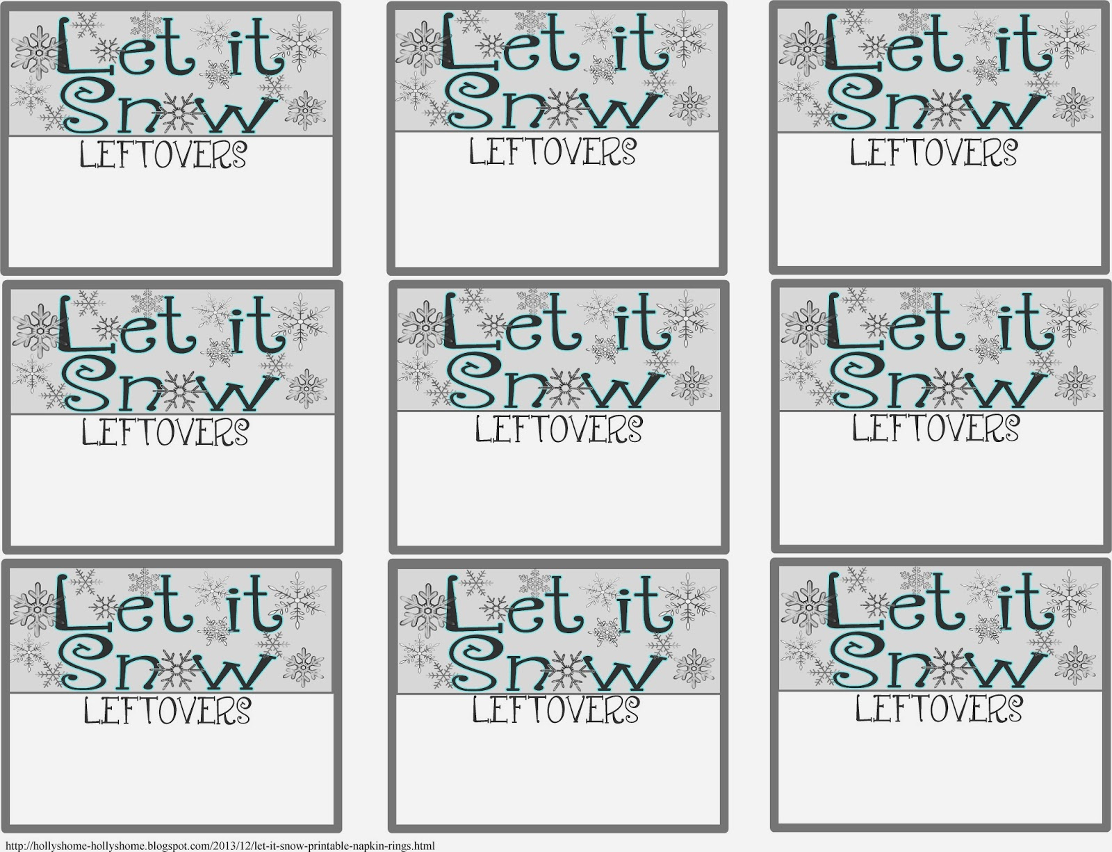 HollysHome Family Life Christmas Let It Snow Printable Napkin Rings