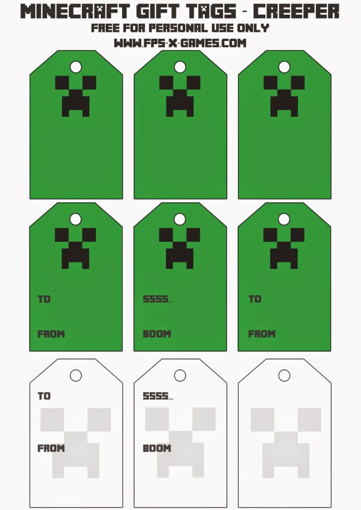 Free Printable Minecraft Gift Tags FPSXGames Minecraft Gifts 