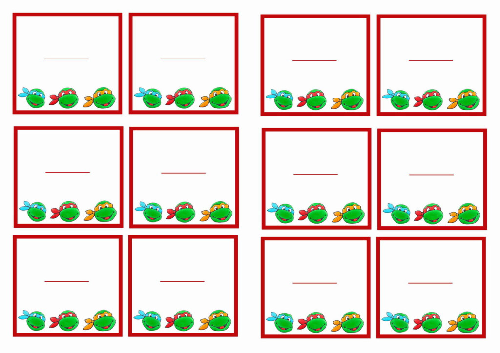 Teenage Mutant Ninja Turtles Name Tags Birthday Printable