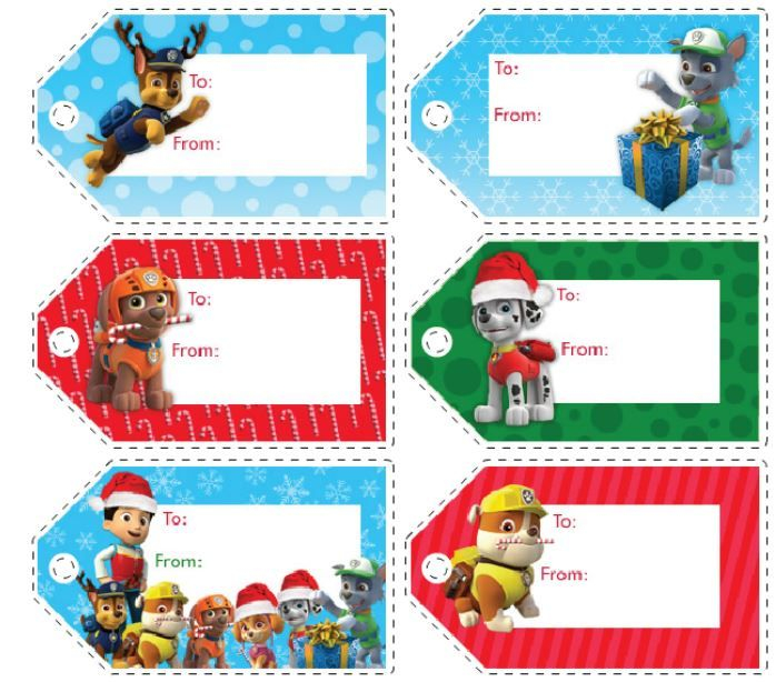 Paw patrol in christmas free printable tags JPG 698 614 Christmas 