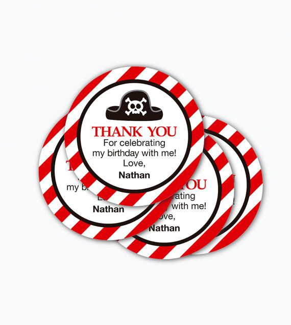 Pirate Party Birthday Favor Tags Printable Pdf Baby Shower Thank 