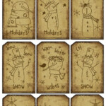 Printable 12 Prim Sepia Snowmen Hang Tags n By Penniwigs 2 50